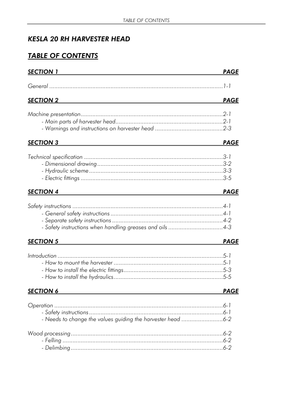 KESLA 20 RH Processing Head Operation and Maintenance Manual - Image 3