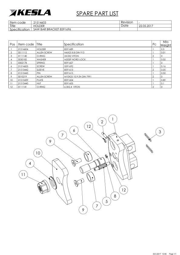 KESLA 20SH II Processing Head Parts Catalog - Image 6