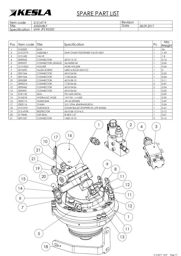 KESLA 20SH II Processing Head Parts Catalog - Image 5