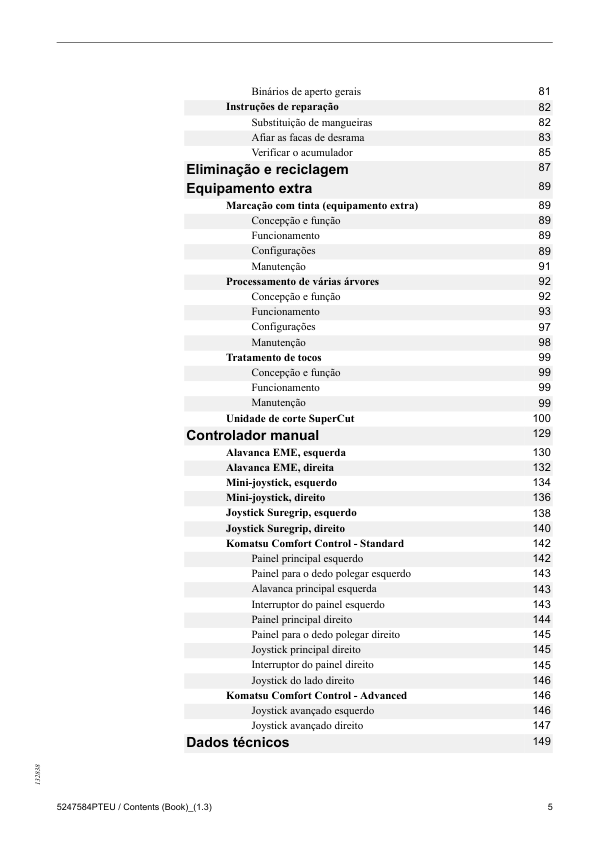 Komatsu S92 S132 Procesing Head Operators manual PT - Image 8