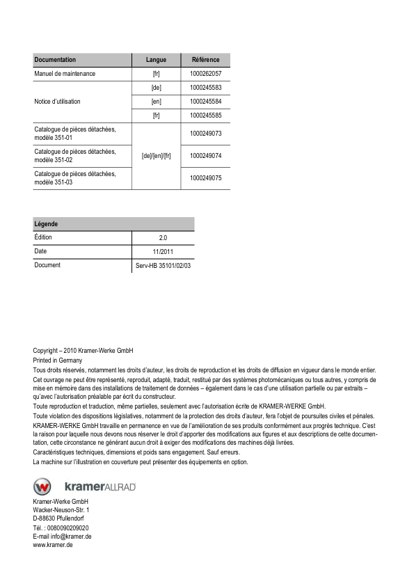 Kramer 380 480 580 Wheel Loader Operators Manual v2.0 FR - Image 4