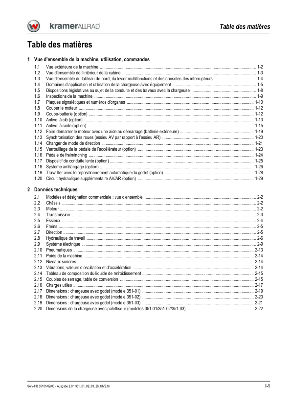 Kramer 380 480 580 Wheel Loader Operators Manual v2.0 FR - Image 5