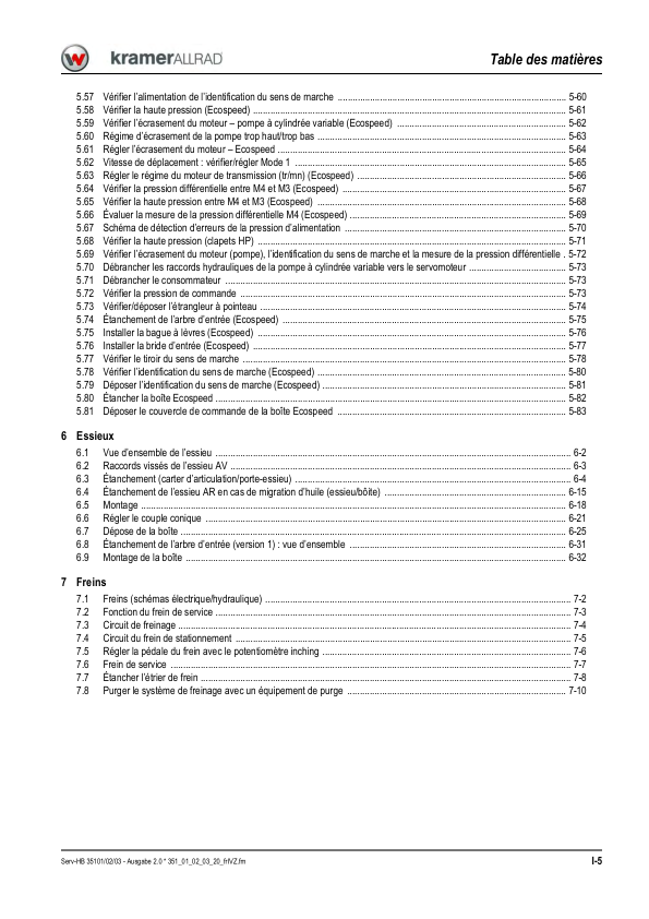 Kramer 380 480 580 Wheel Loader Operators Manual v2.0 FR - Image 9