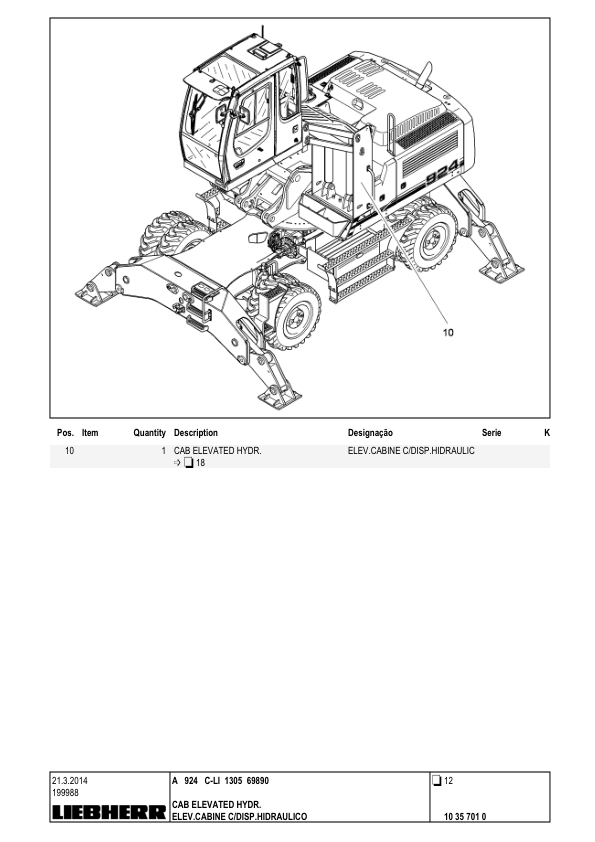 Liebherr A924 C-LI 1305 Excavator Parts Catalog SN 69890 - Image 5