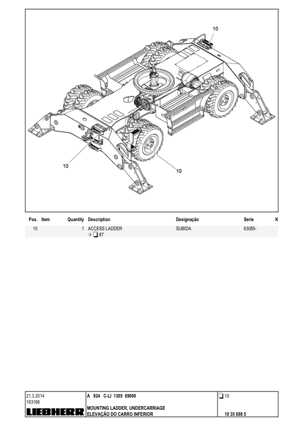 Liebherr A924 C-LI 1305 Excavator Parts Catalog SN 69890 - Image 3