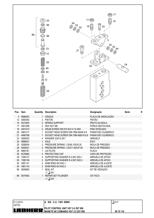 Liebherr A924 C-LI 1305 Excavator Parts Catalog SN 69890 - Image 12