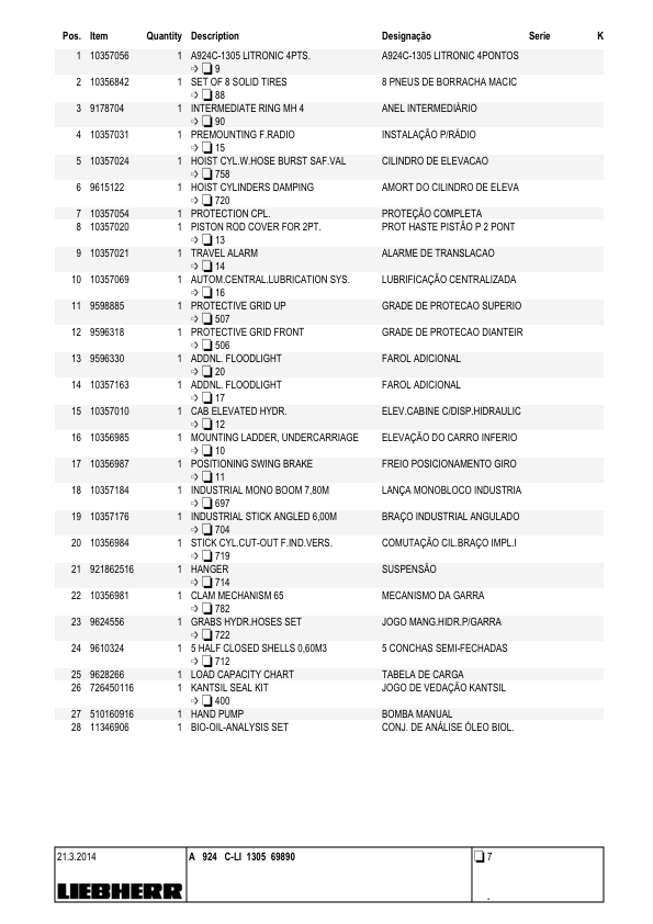 Liebherr A924 C-LI 1305 Excavator Parts Catalog SN 69890 - Image 8