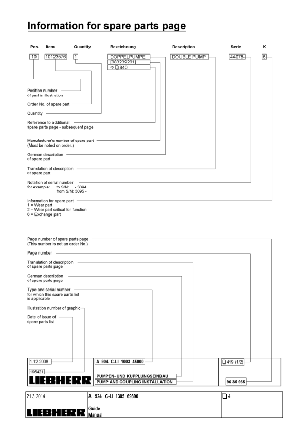 Liebherr A924 C-LI 1305 Excavator Parts Catalog SN 69890 - Image 7