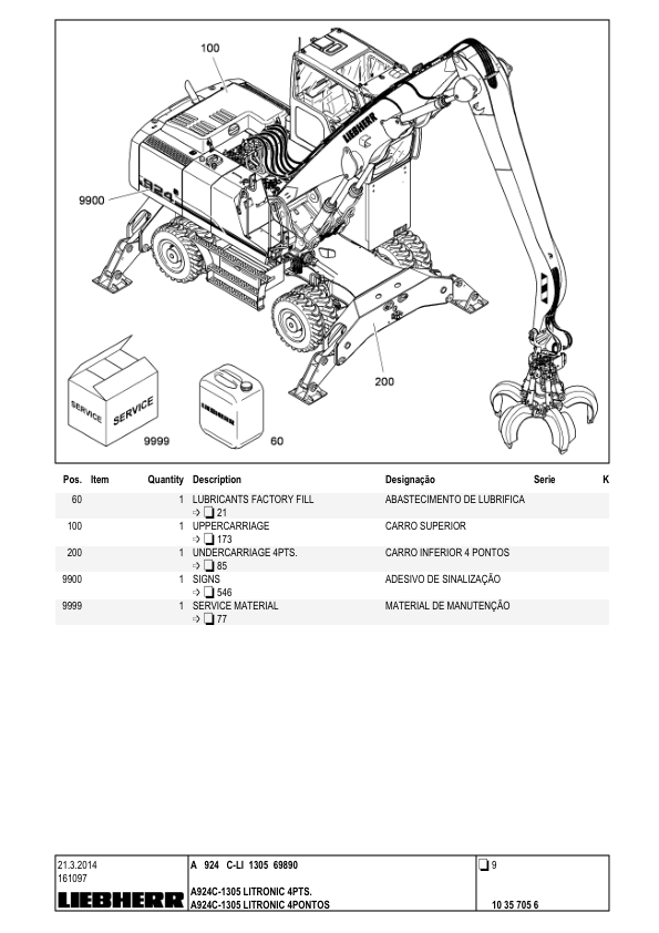 Liebherr A924 C-LI 1305 Excavator Parts Catalog SN 69890 - Image 9