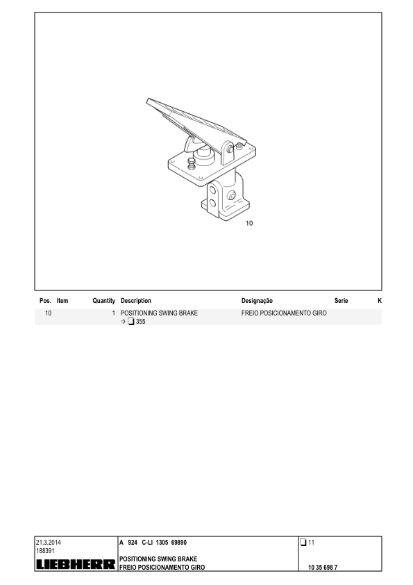 Liebherr A924 C-LI 1305 Excavator Parts Catalog SN 69890 - Image 4