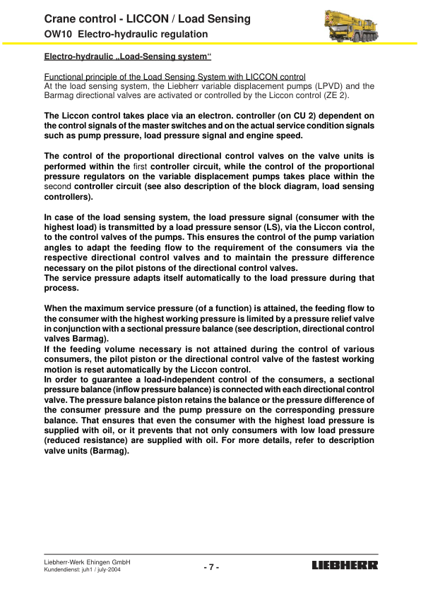 Liebherr Crane Control Load Sensing with LICCON Service Manual - Image 7