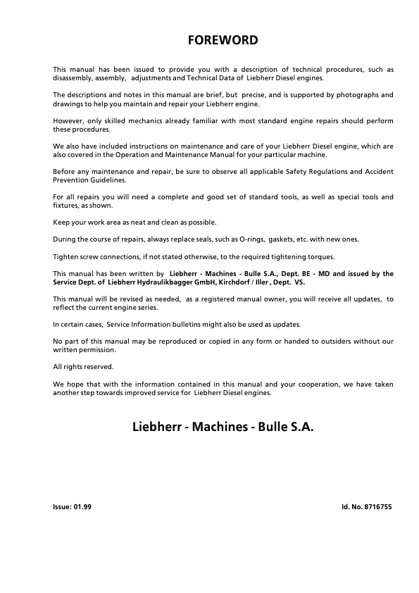Liebherr D904 D906 D914 D916 D924 D926 Engine Workshop Manual - Image 5