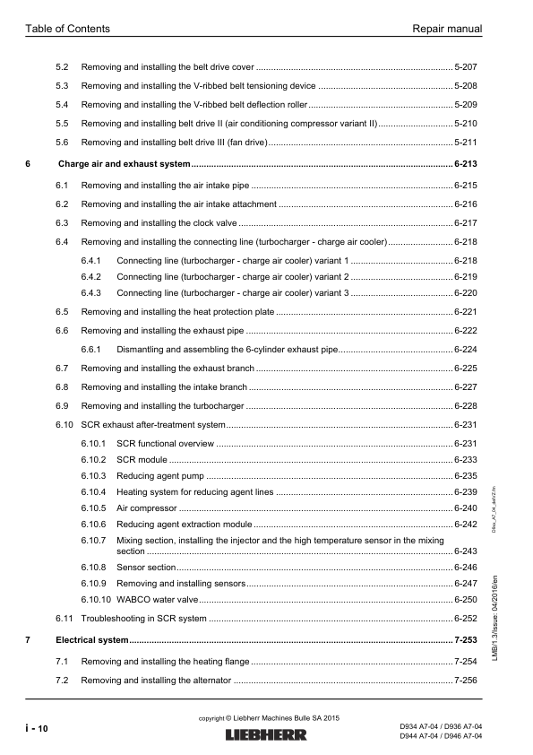 Liebherr D934 D936 D944 D946 A7-04 Engine Repair Manual SN 214-03-0001 to 2014-04-0001 - Image 3