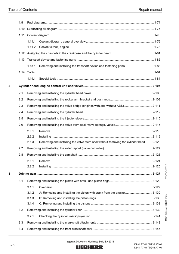 Liebherr D934 D936 D944 D946 A7-04 Engine Repair Manual SN 214-03-0001 to 2014-04-0001 - Image 11