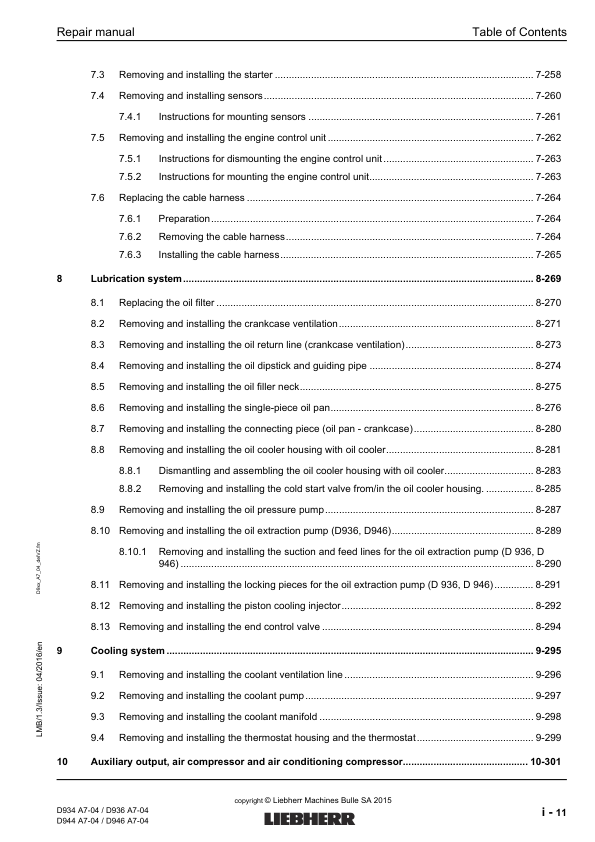 Liebherr D934 D936 D944 D946 A7-04 Engine Repair Manual SN 214-03-0001 to 2014-04-0001 - Image 4