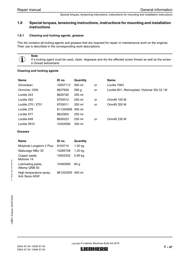 Liebherr D934 D936 D944 D946 A7-04 Engine Repair Manual SN 214-03-0001 to 2014-04-0001 - Image 18
