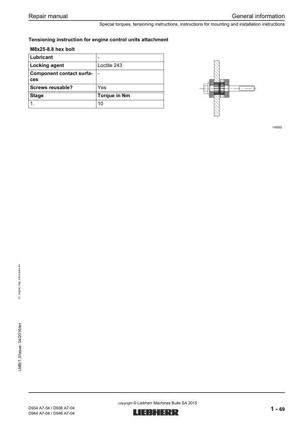 Liebherr D934 D936 D944 D946 A7-04 Engine Repair Manual SN 214-03-0001 to 2014-04-0001 - Image 19