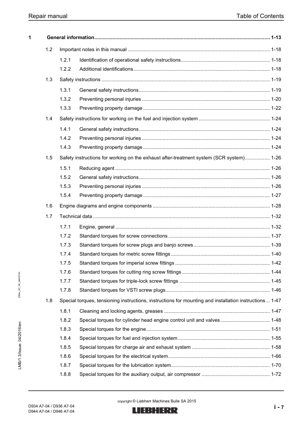 Liebherr D934 D936 D944 D946 A7-04 Engine Repair Manual SN 214-03-0001 to 2014-04-0001 - Image 10