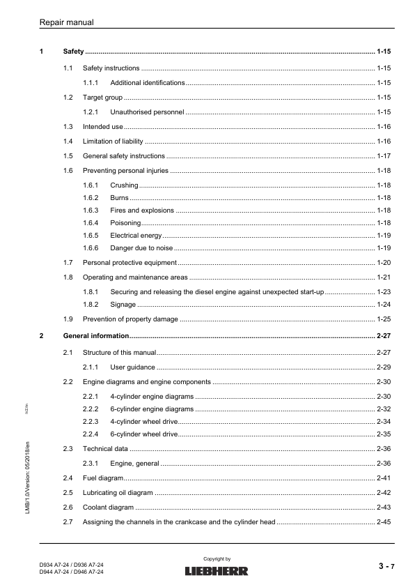 Liebherr D934 D936 D944 D946 A7-24 Engine Repair Manual SN 218-03-0001 to 2018-04-0001 - Image 10