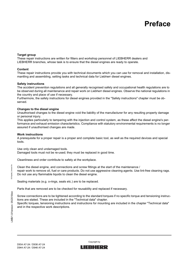 Liebherr D934 D936 D944 D946 A7-24 Engine Repair Manual SN 218-03-0001 to 2018-04-0001 - Image 8
