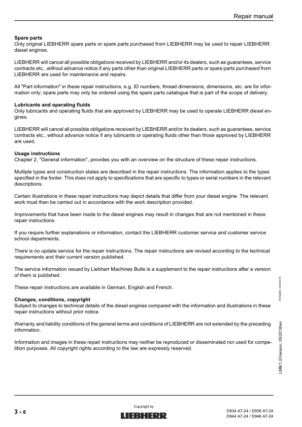 Liebherr D934 D936 D944 D946 A7-24 Engine Repair Manual SN 218-03-0001 to 2018-04-0001 - Image 9