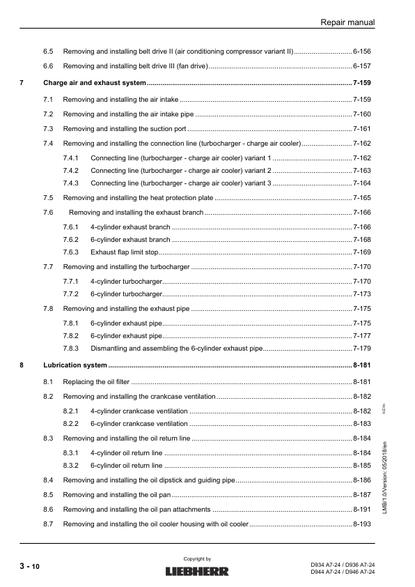 Liebherr D934 D936 D944 D946 A7-24 Engine Repair Manual SN 218-03-0001 to 2018-04-0001 - Image 3