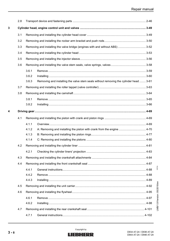 Liebherr D934 D936 D944 D946 A7-24 Engine Repair Manual SN 218-03-0001 to 2018-04-0001 - Image 11