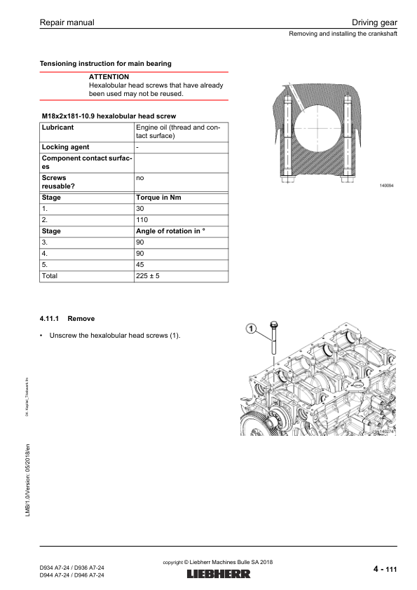 Liebherr D934 D936 D944 D946 A7-24 Engine Repair Manual SN 218-03-0001 to 2018-04-0001 - Image 13