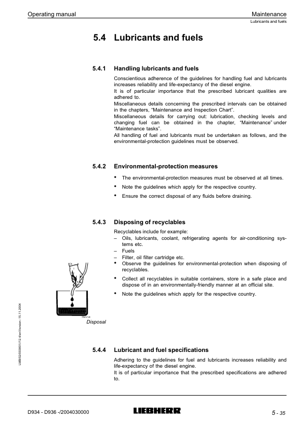 Liebherr D934 D936 Engine Operation Manual - Image 12