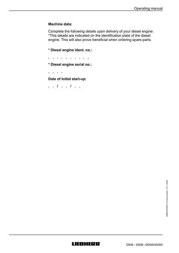 Liebherr D934 D936 Engine Operation Manual - Image 6