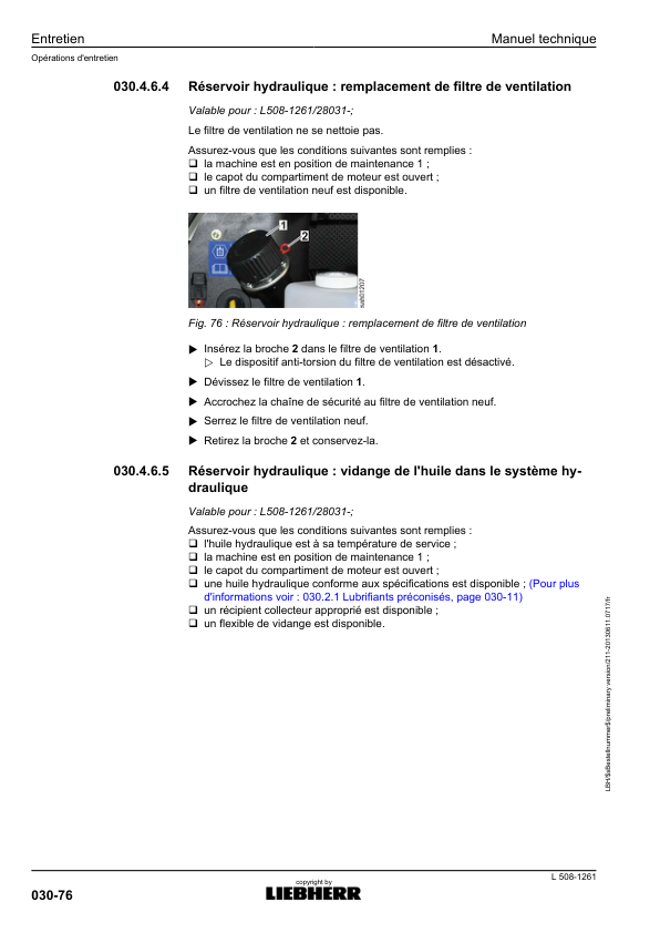 Liebherr L508 1261 Wheel Loader Service Training Manual FR - Image 14