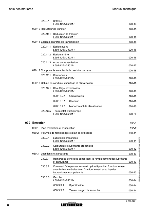 Liebherr L508 1261 Wheel Loader Service Training Manual FR - Image 11