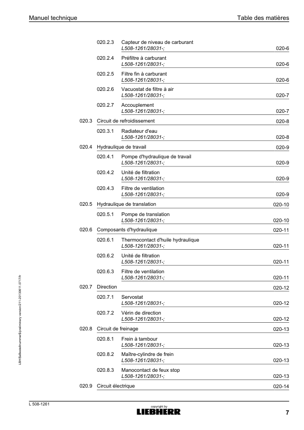 Liebherr L508 1261 Wheel Loader Service Training Manual FR - Image 10