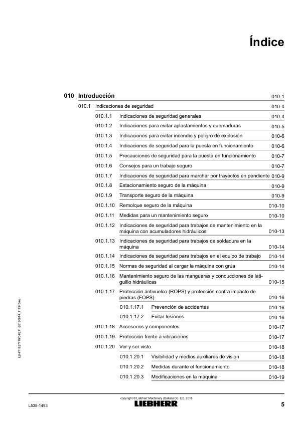 Liebherr L538 1493 Wheel Loader Service Manual ES - Image 8