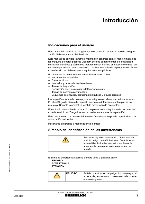 Liebherr L538 1493 Wheel Loader Service Manual ES - Image 6
