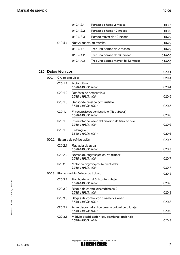Liebherr L538 1493 Wheel Loader Service Manual ES - Image 10