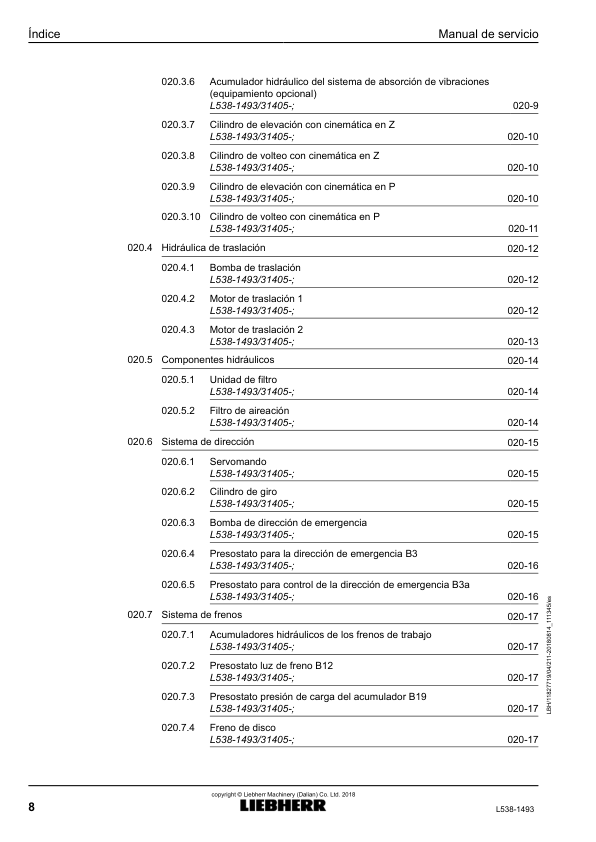 Liebherr L538 1493 Wheel Loader Service Manual ES - Image 11