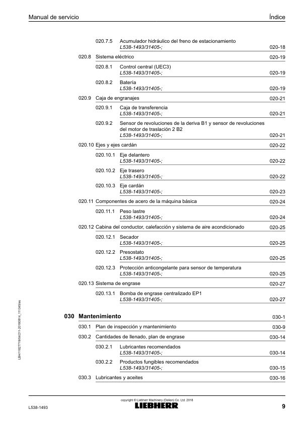 Liebherr L538 1493 Wheel Loader Service Manual ES - Image 12