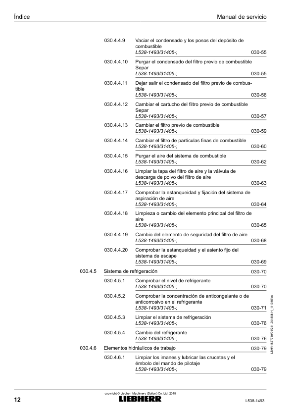 Liebherr L538 1493 Wheel Loader Service Manual ES - Image 5