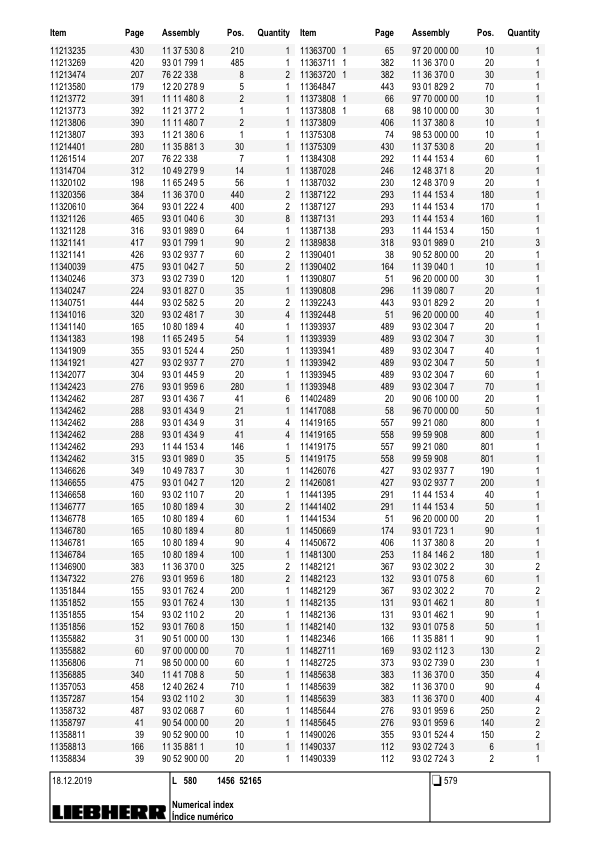Liebherr L580 1456 Wheel Loader Parts Catalog SN 52165 - Image 12