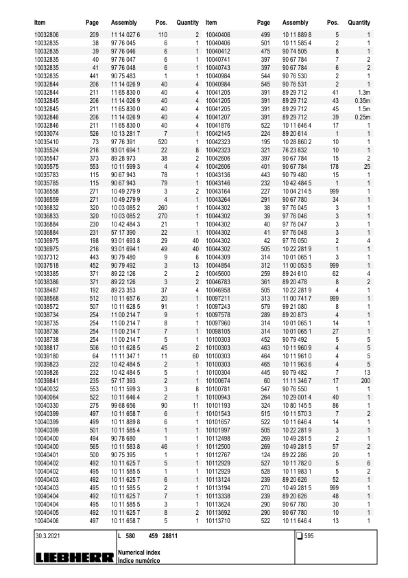 Liebherr L580 459 Wheel Loader Parts Catalog SN 28811 - Image 14