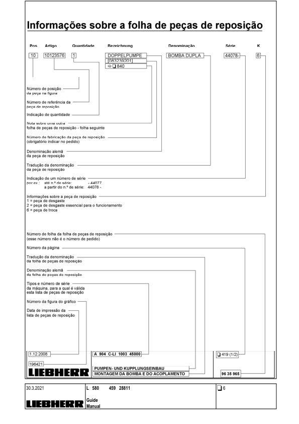 Liebherr L580 459 Wheel Loader Parts Catalog SN 28811 - Image 6