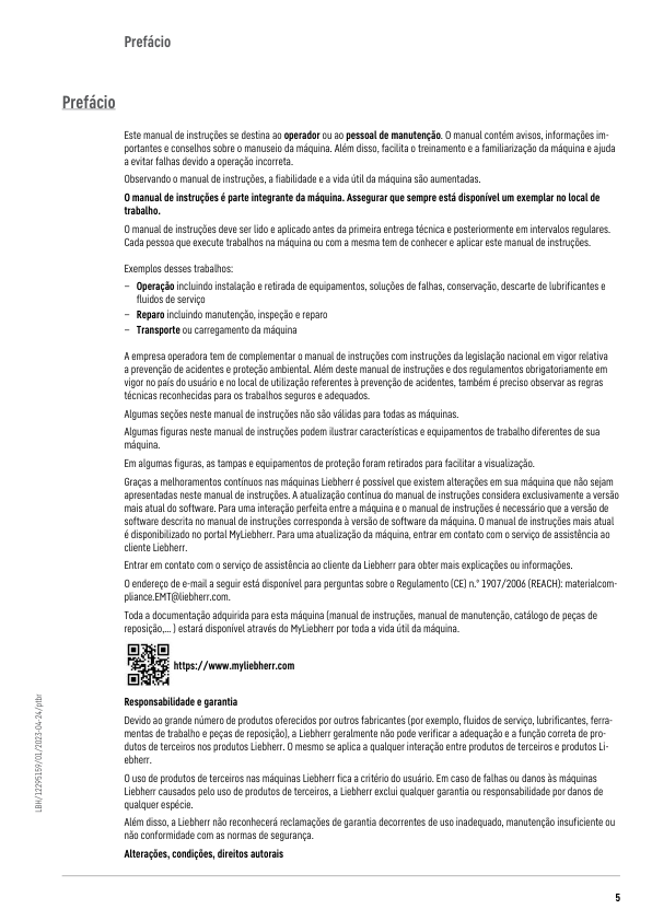 Liebherr L580 G5.1 D 2057 Wheel Loader Operators Manual SN 75517 PT - Image 7