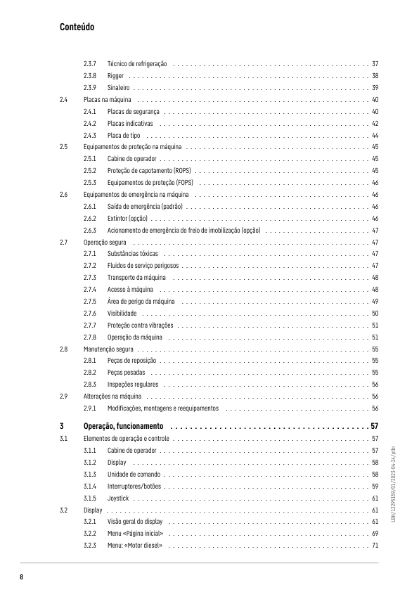 Liebherr L580 G5.1 D 2057 Wheel Loader Operators Manual SN 75517 PT - Image 10