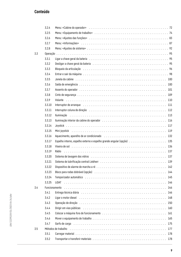 Liebherr L580 G5.1 D 2057 Wheel Loader Operators Manual SN 75517 PT - Image 11