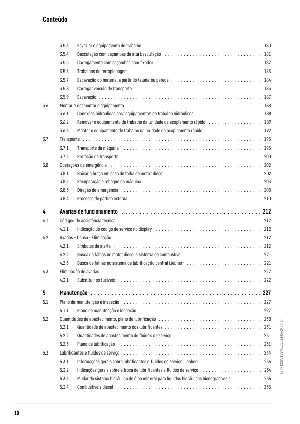 Liebherr L580 G5.1 D 2057 Wheel Loader Operators Manual SN 75517 PT - Image 3