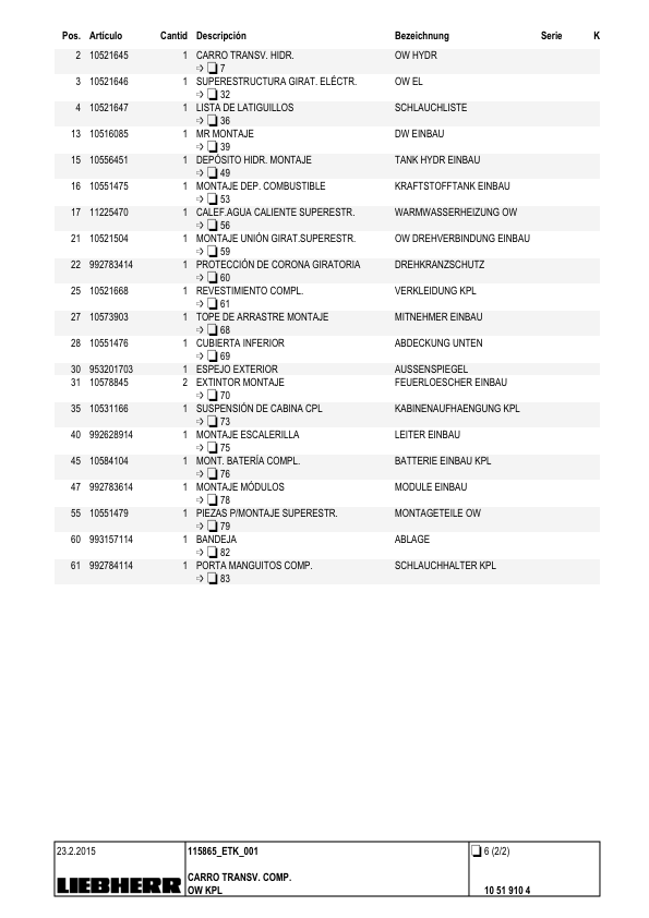 Liebherr LB 36 Drill Parts Catalog SN 115865 ES DE - Image 3