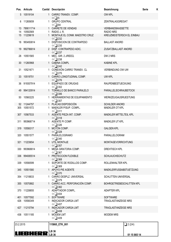 Liebherr LB 36 Drill Parts Catalog SN 115865 ES DE - Image 8