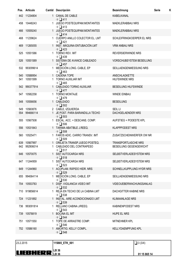 Liebherr LB 36 Drill Parts Catalog SN 115865 ES DE - Image 9