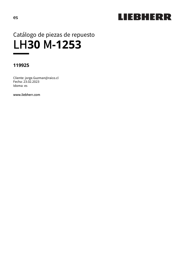 Liebherr LH 30 M-1253 Material Handler Parts Catalog SN 119925 - Image 2